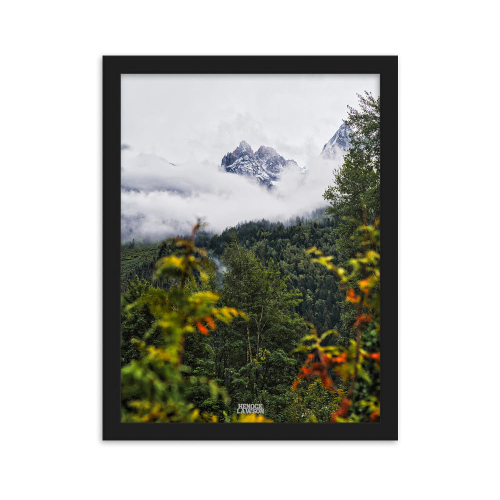 Photographie '2 mondes' par Henock Lawson, illustrant la rencontre entre une forêt luxuriante et des montagnes enneigées, symbolisant l'harmonie naturelle.