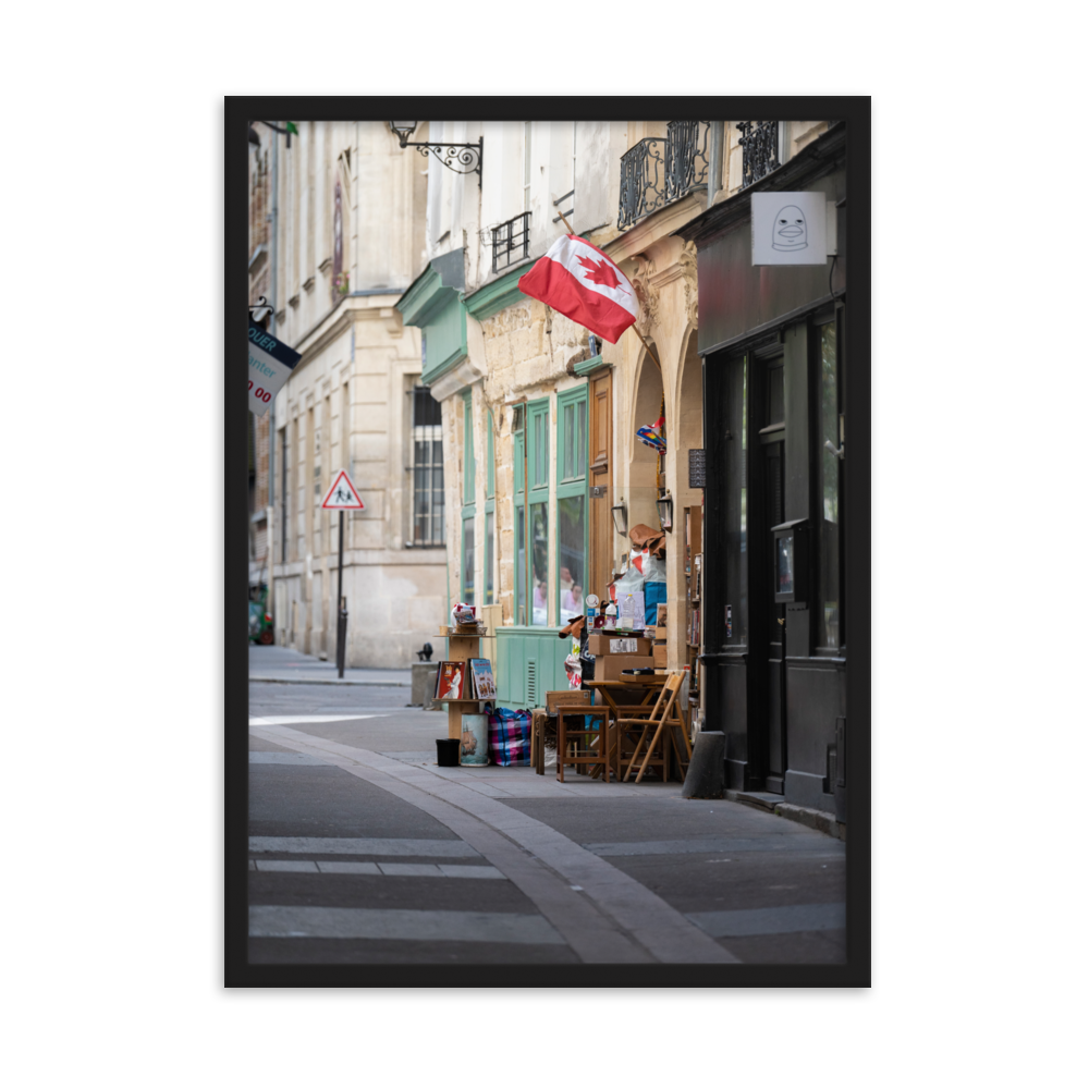 Photographie de rue à Paris avec divers objets disposés comme dans un vide-grenier.