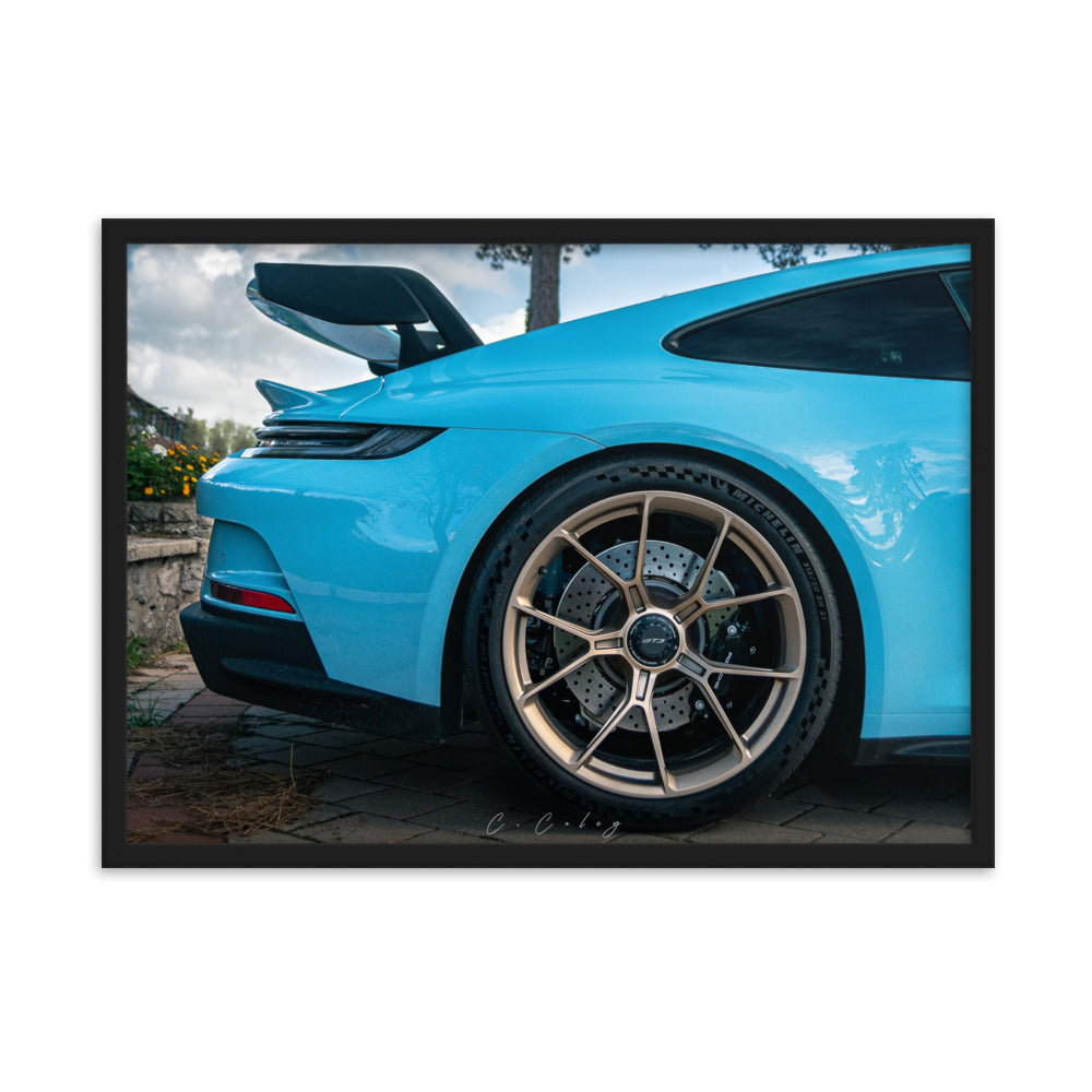 Poster encadré Porsche GT3 Bleu, Charles Coley