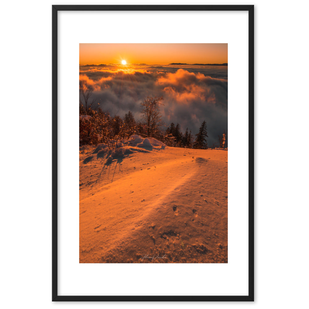 Poster coucher de soleil au ski