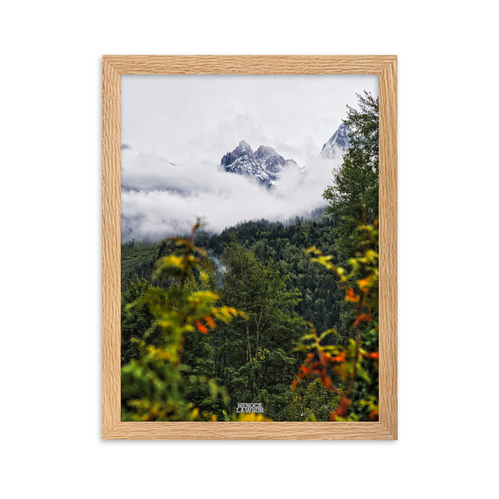 Photographie '2 mondes' par Henock Lawson, illustrant la rencontre entre une forêt luxuriante et des montagnes enneigées, symbolisant l'harmonie naturelle.