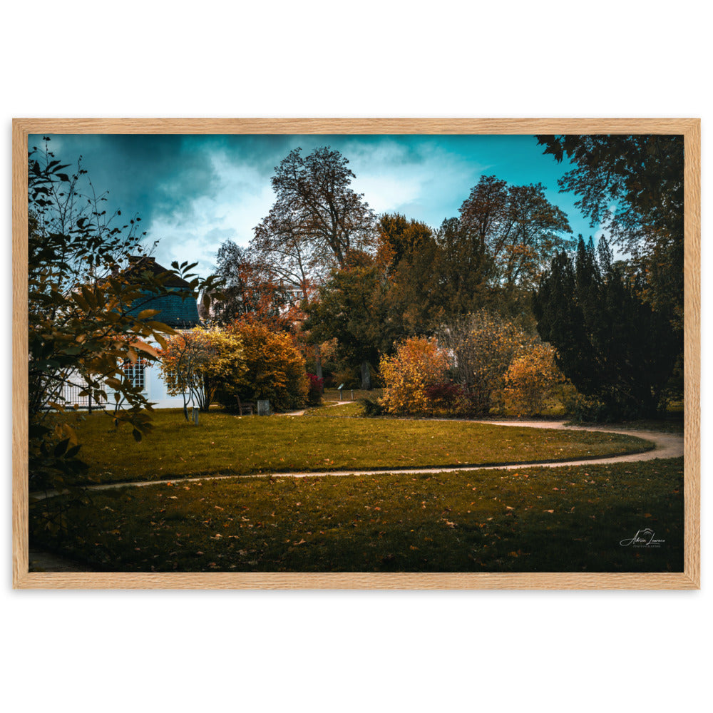 Poster artistique "Jardin des Italiens" par Adrien Louraco, avec des feuilles dorées et un éclat automnal.
