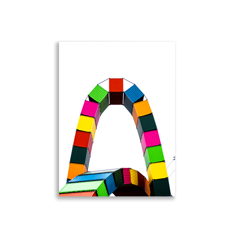 Poster de containers colorés empilés formant une arche