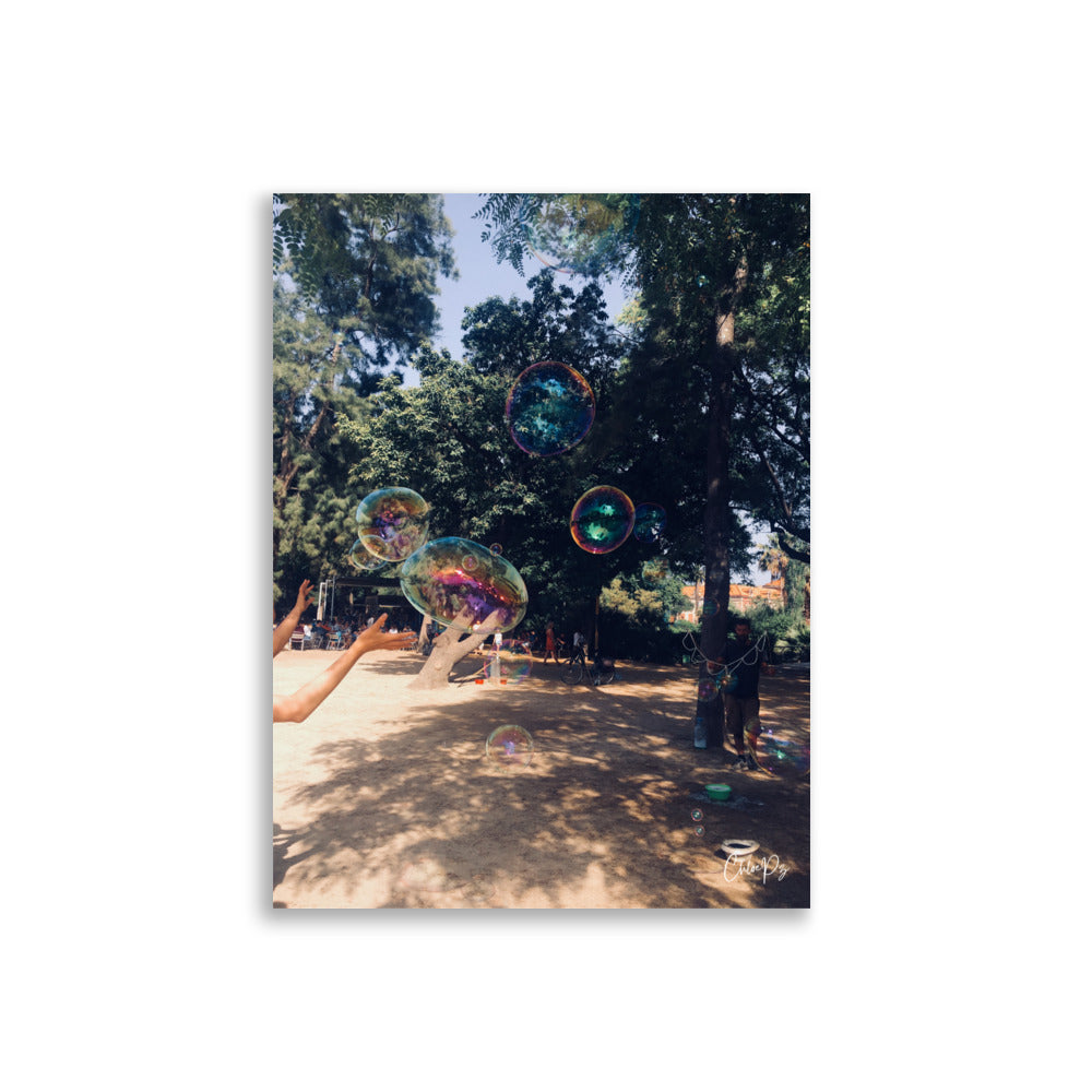 Poster de bulles en espagne à barcelone dans un parc