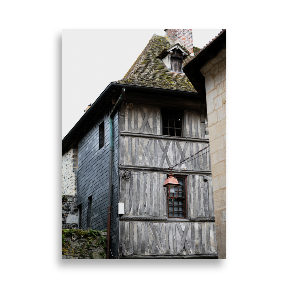 Poster d'une photographie de l'ancienne prison vicomtale de Honfleur, un monument historique avec une architecture à colombages