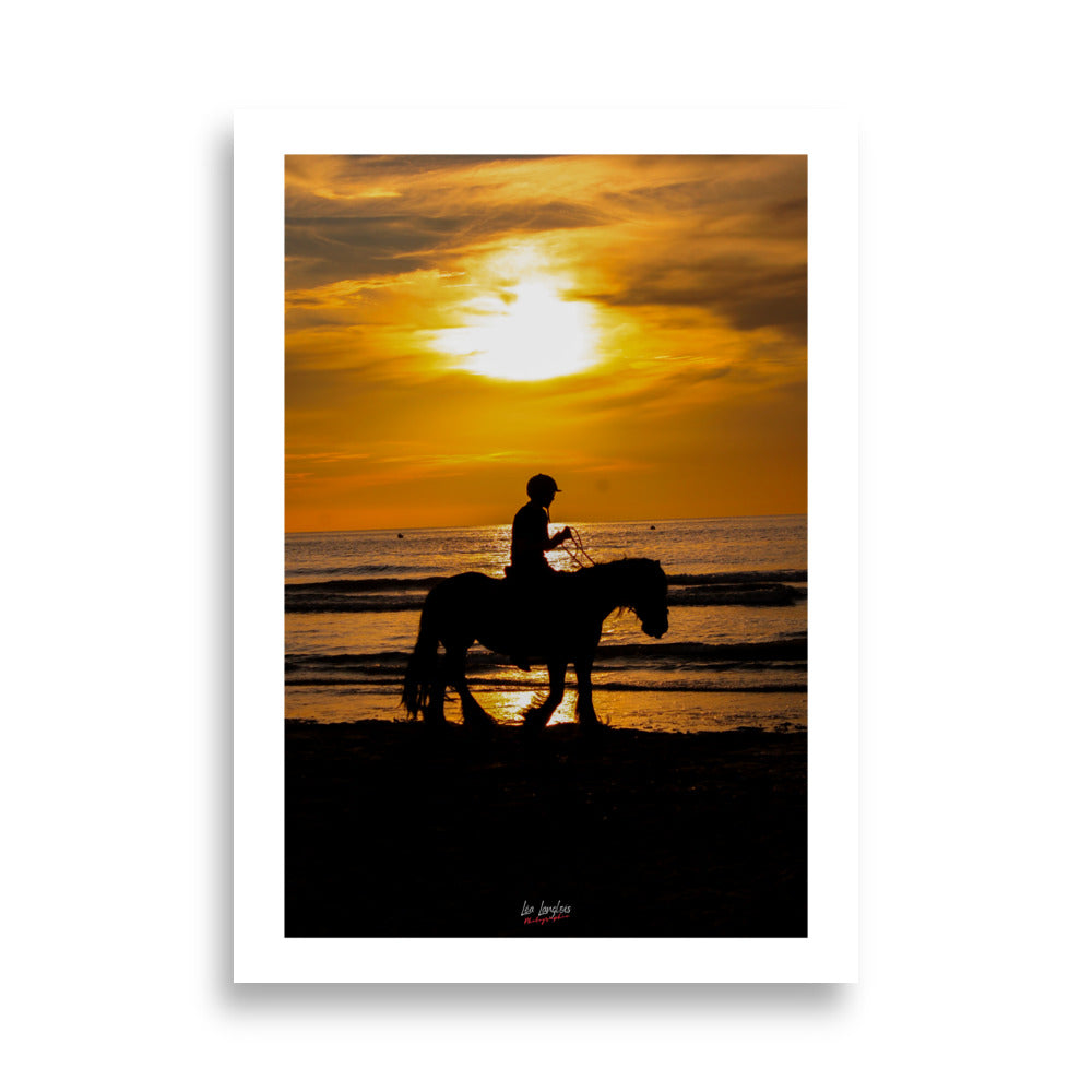 Photographie coucher de soleil et cheval