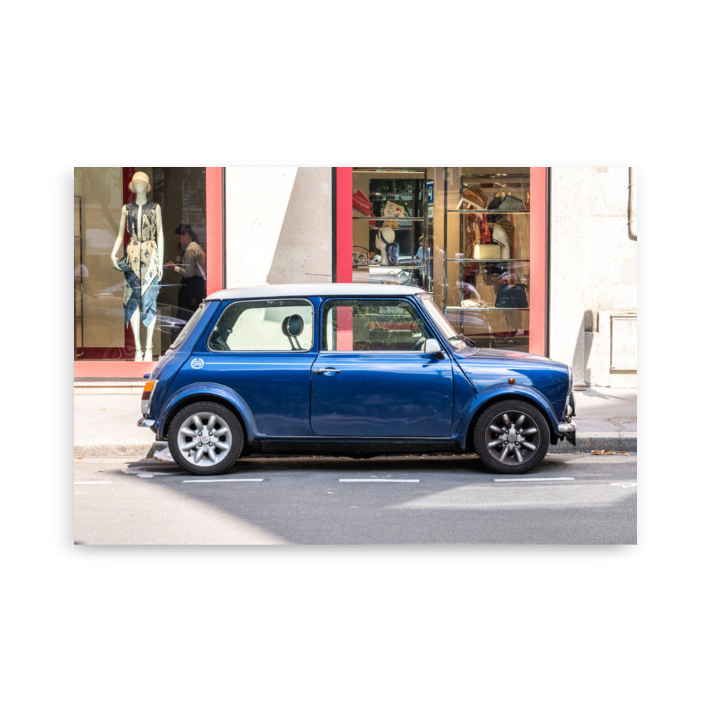 Poster 61x91cm Austin Mini - Voiture vintage | Style rétro pour une décoration intérieure élégante