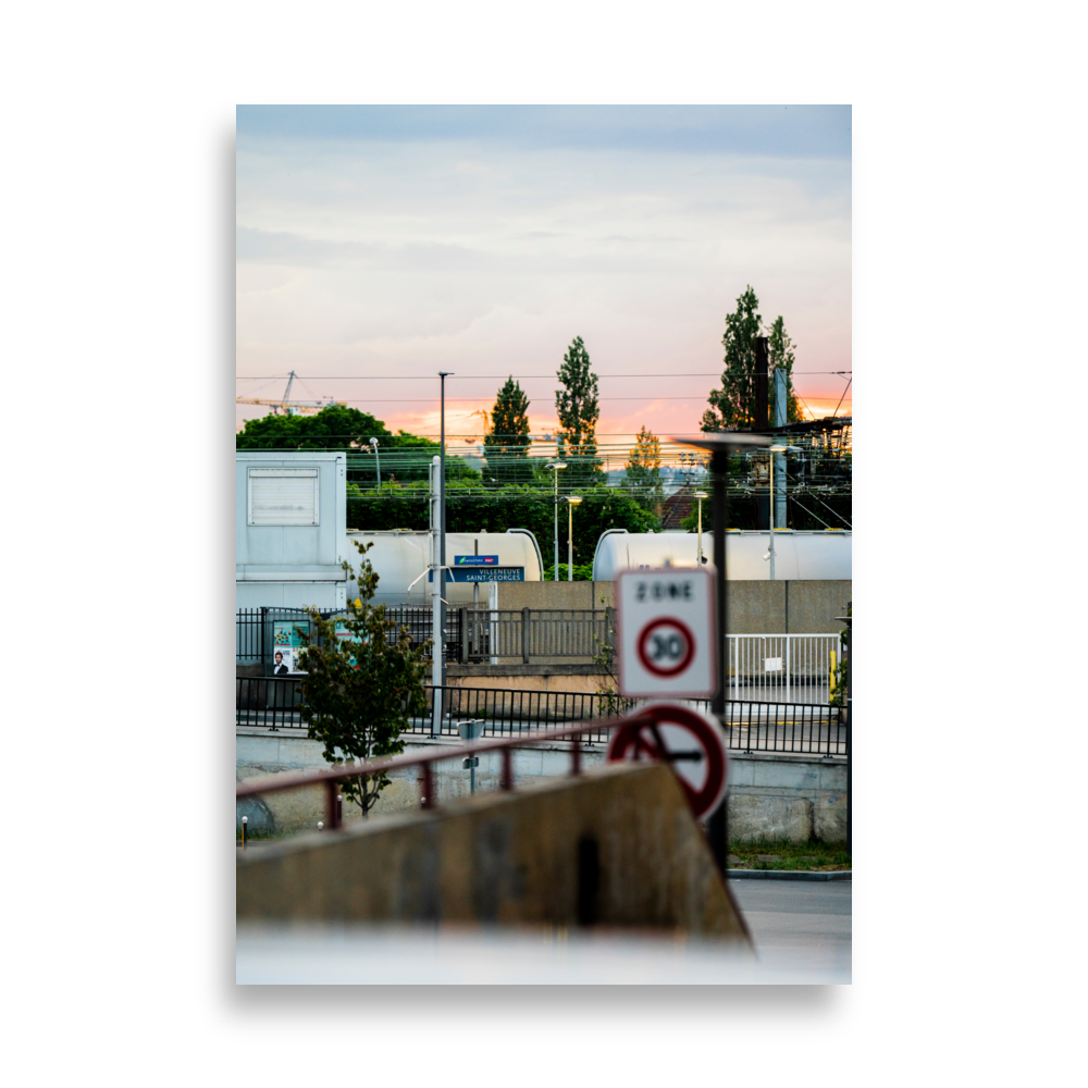 Gare de Villeneuve Saint Georges au coucher du soleil