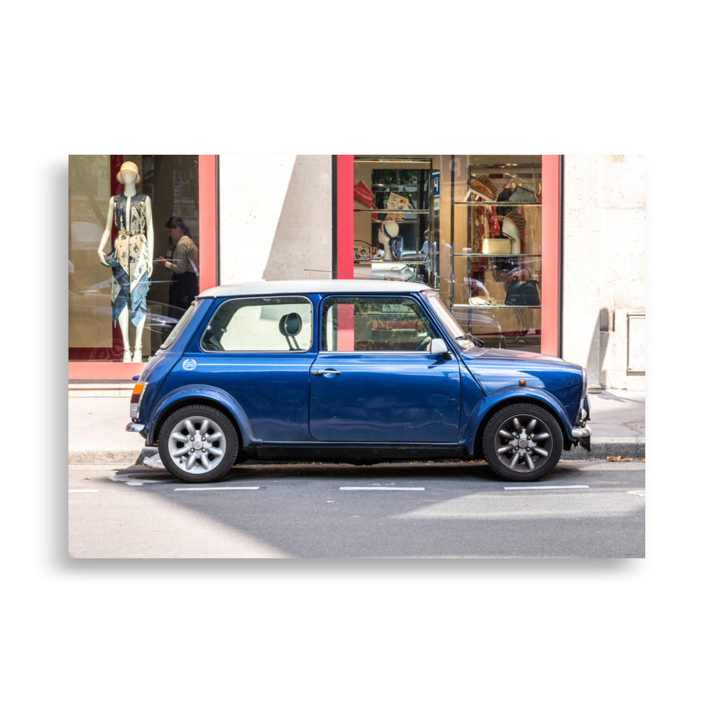 Poster 70x100 cm Austin Mini - Voiture vintage | Style rétro pour une décoration intérieure élégante