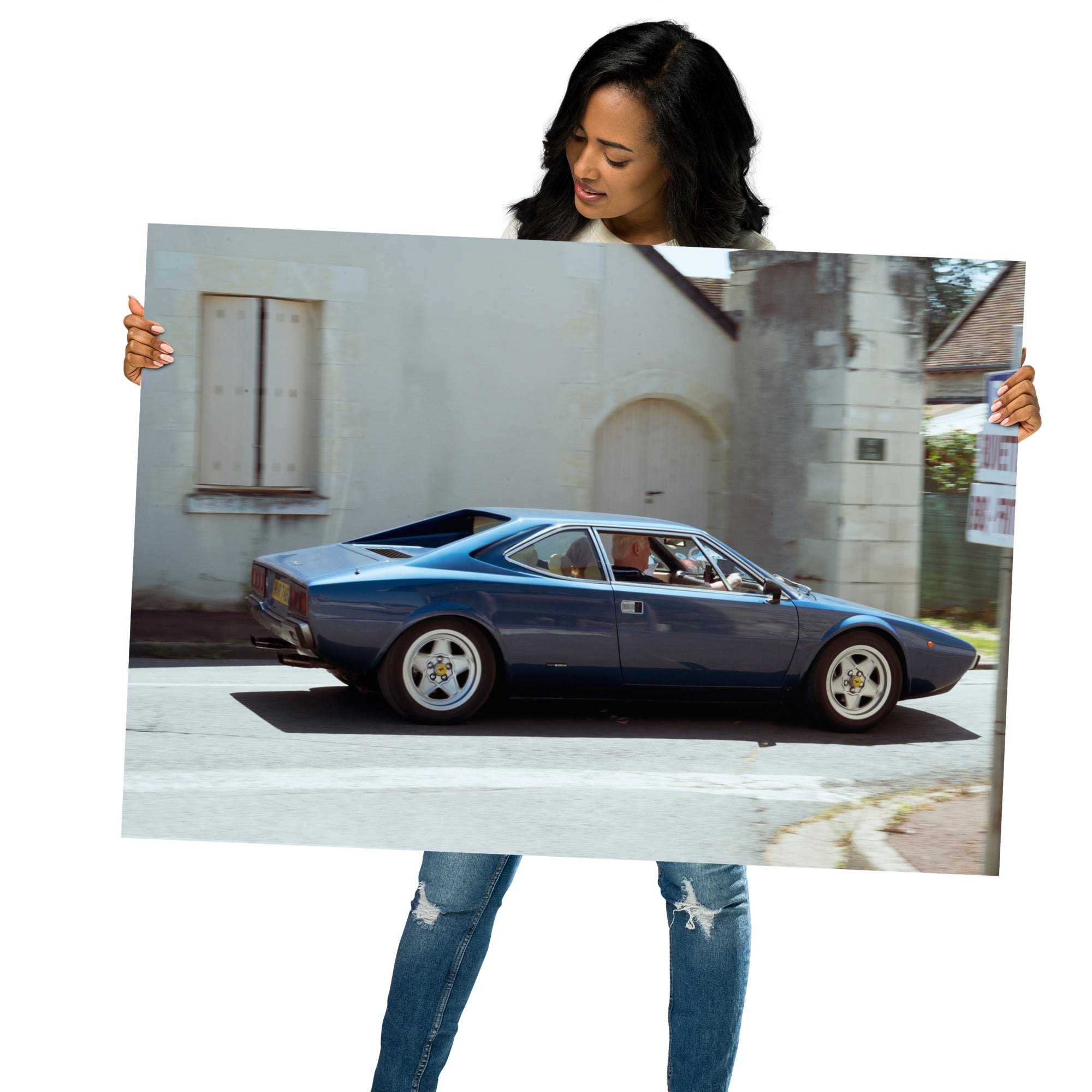 Poster 'Vitesse Élégante' représentant une Ferrari 308 GT4 en mouvement