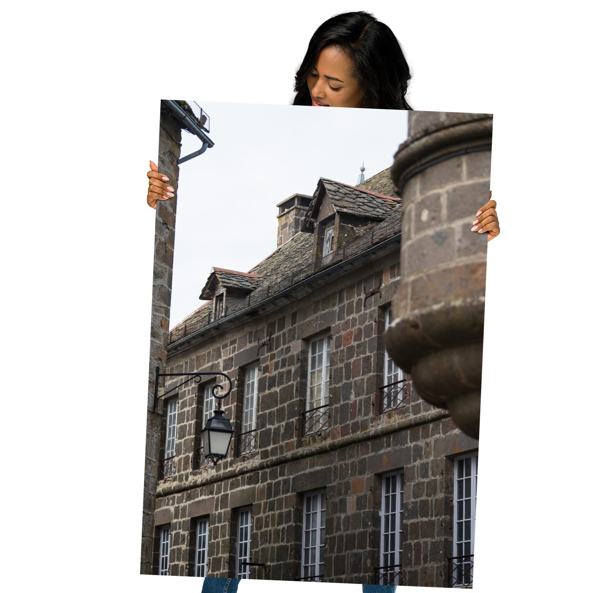 Poster 'Salers N02' présentant une photographie d'un bâtiment ancien dans la rue des Templiers à Salers.