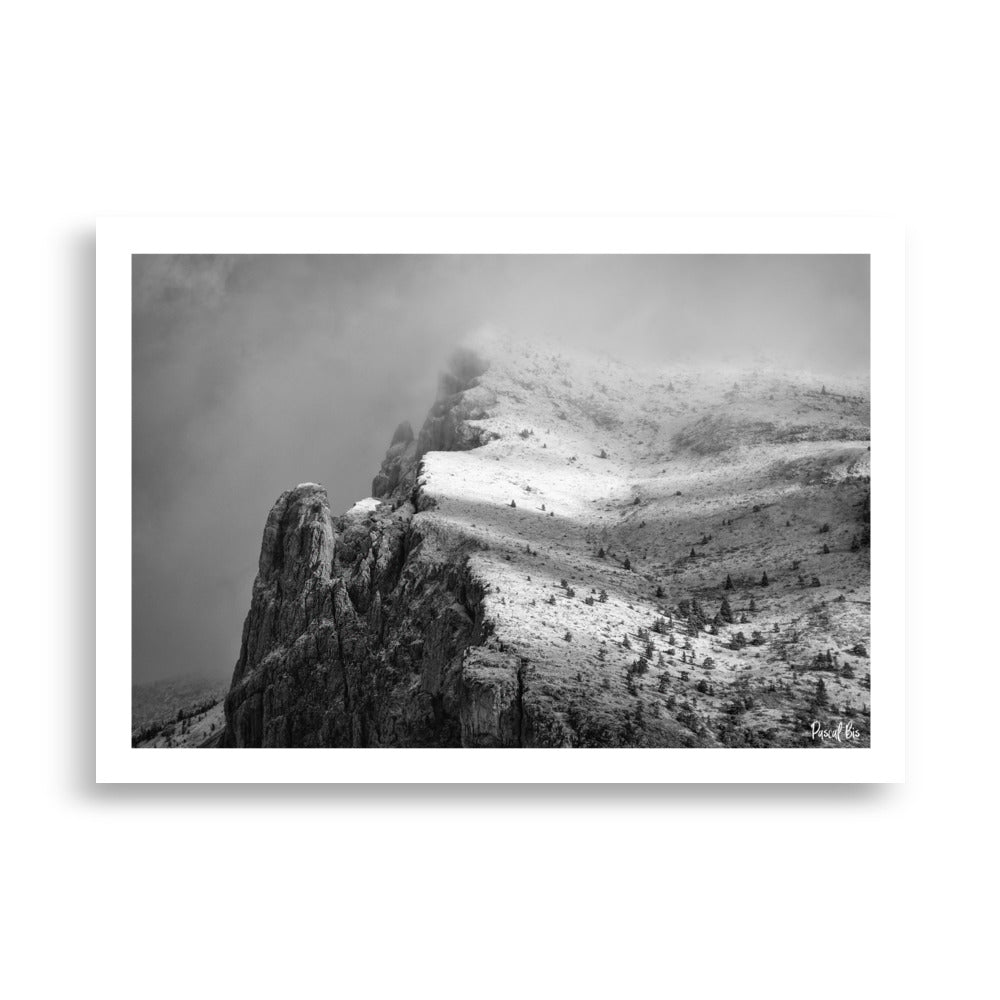 Poster paysage noir et blanc en montagne