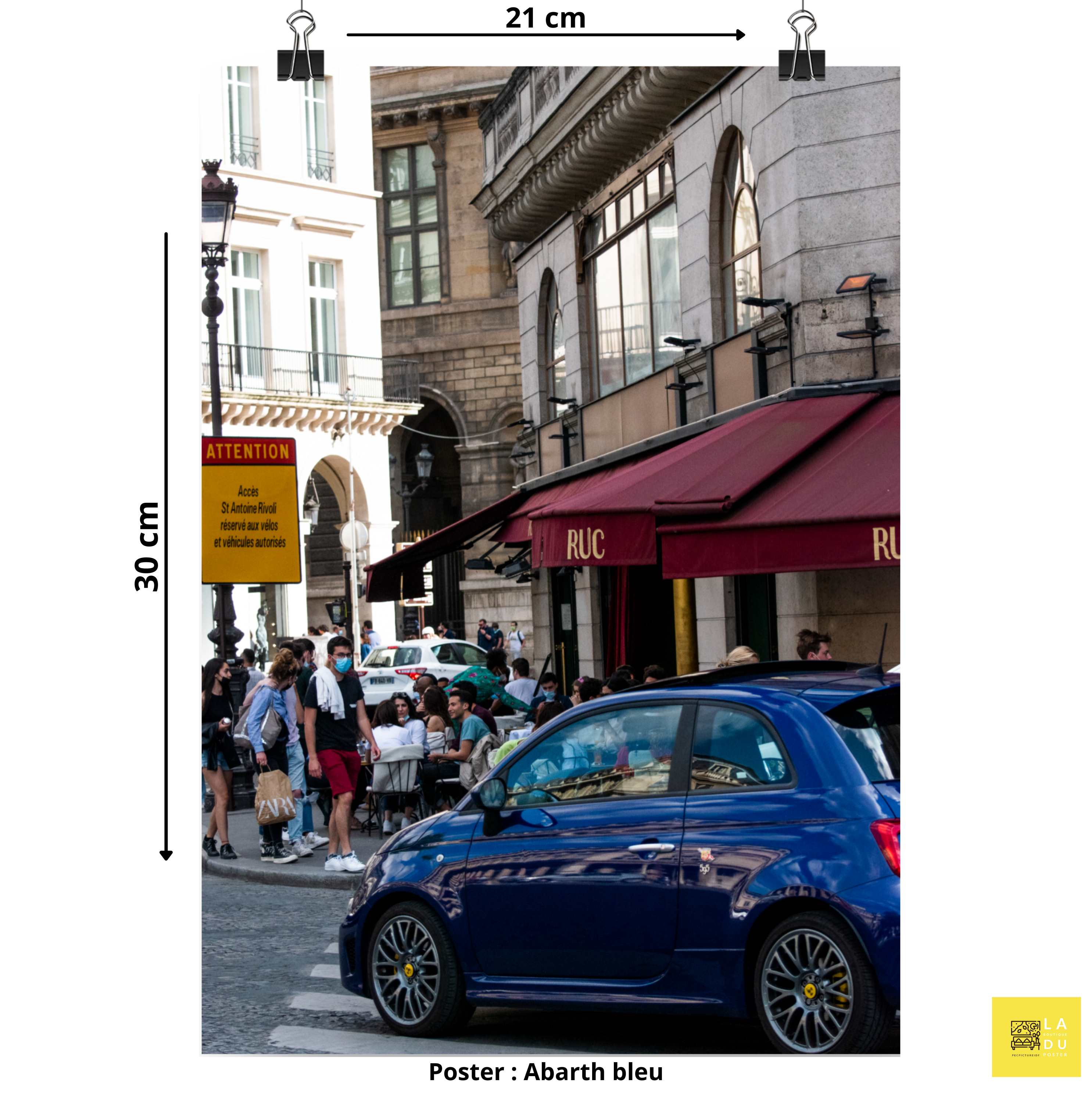 Fiat 500 Abarth bleu - Poster - La boutique du poster Français