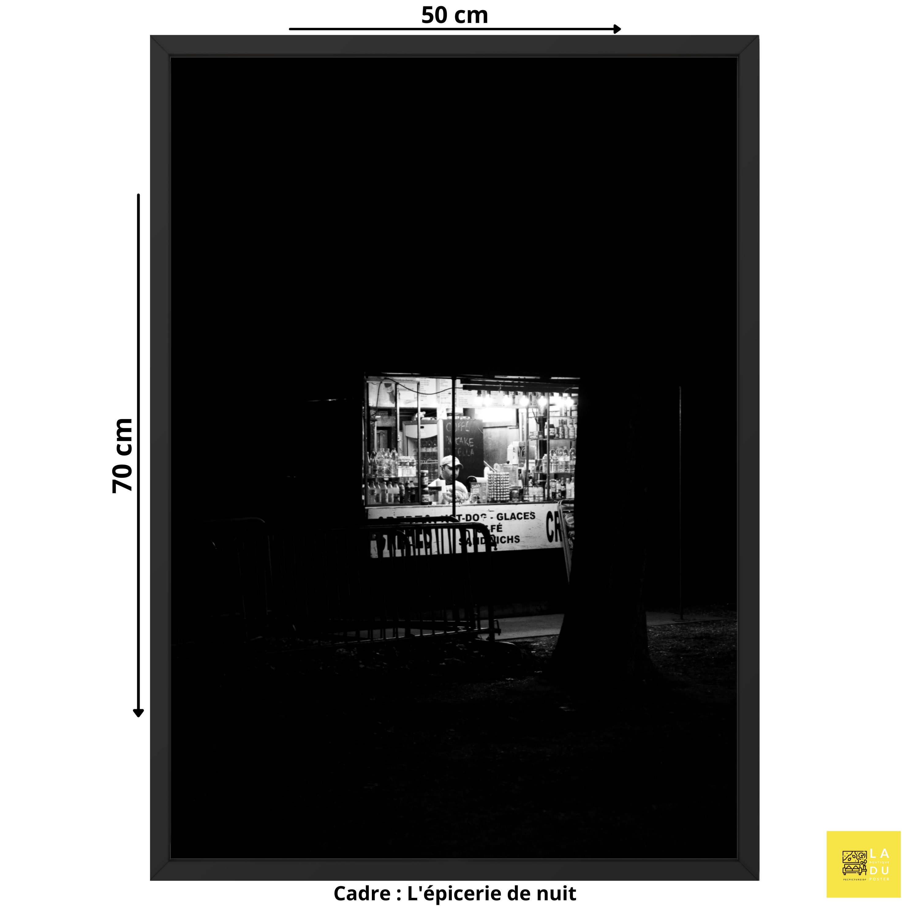 L'épicerie de nuit - Poster encadré - La boutique du poster Français