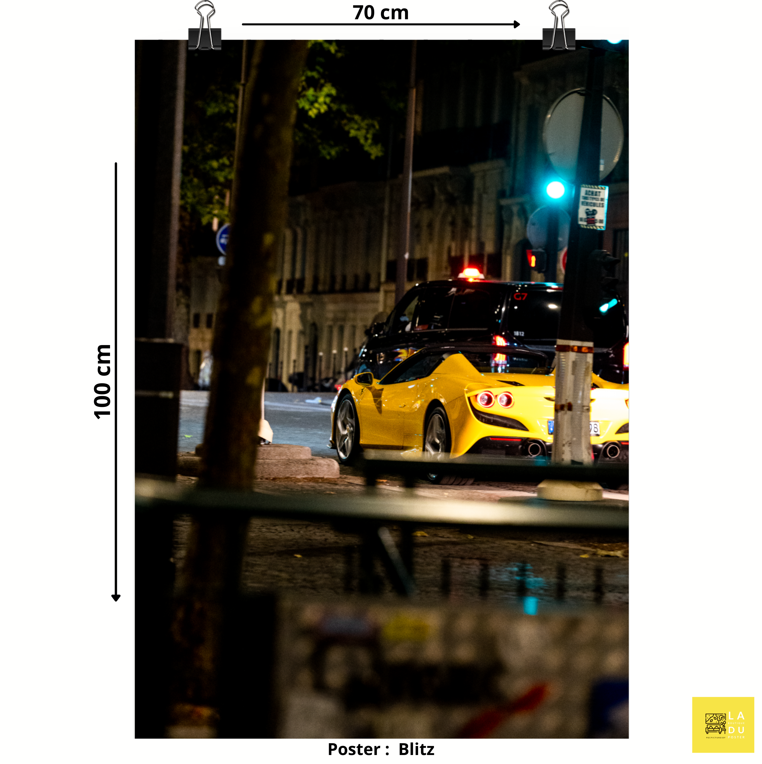 Poster mural - Ferrari F8 spider jaune – Photographie de voiture – Poster photo, poster XXL, Photo d’art, photographie murale et des posters muraux des photographies de rue unique au monde. La boutique de posters créée par un Photographe français.