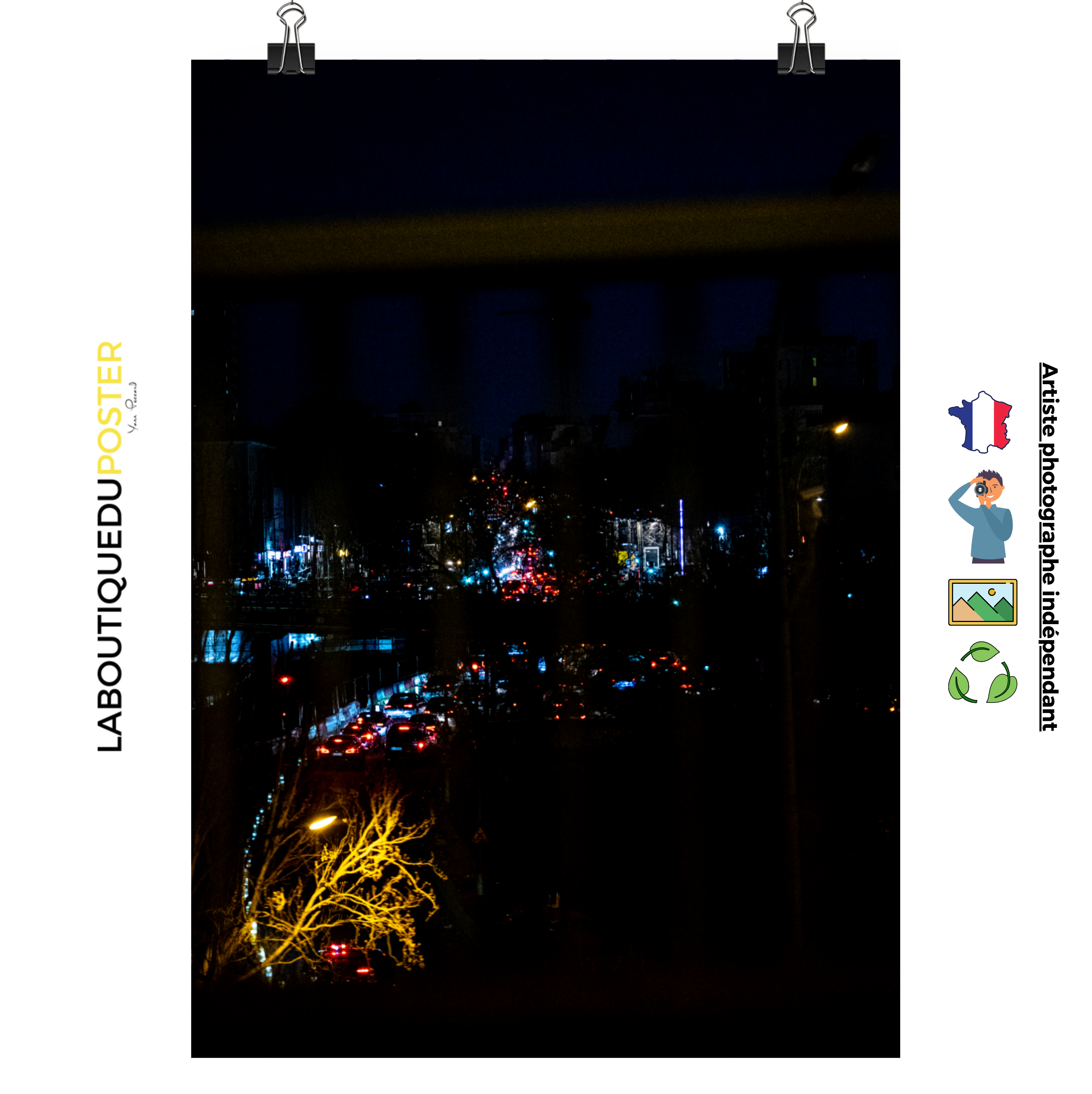 Poster mural - Embouteillage – Photographie de nuit – Poster photo, poster XXL, Photo d’art, photographie murale et des posters muraux des photographies de rue unique au monde. La boutique de posters créée par un Photographe français.