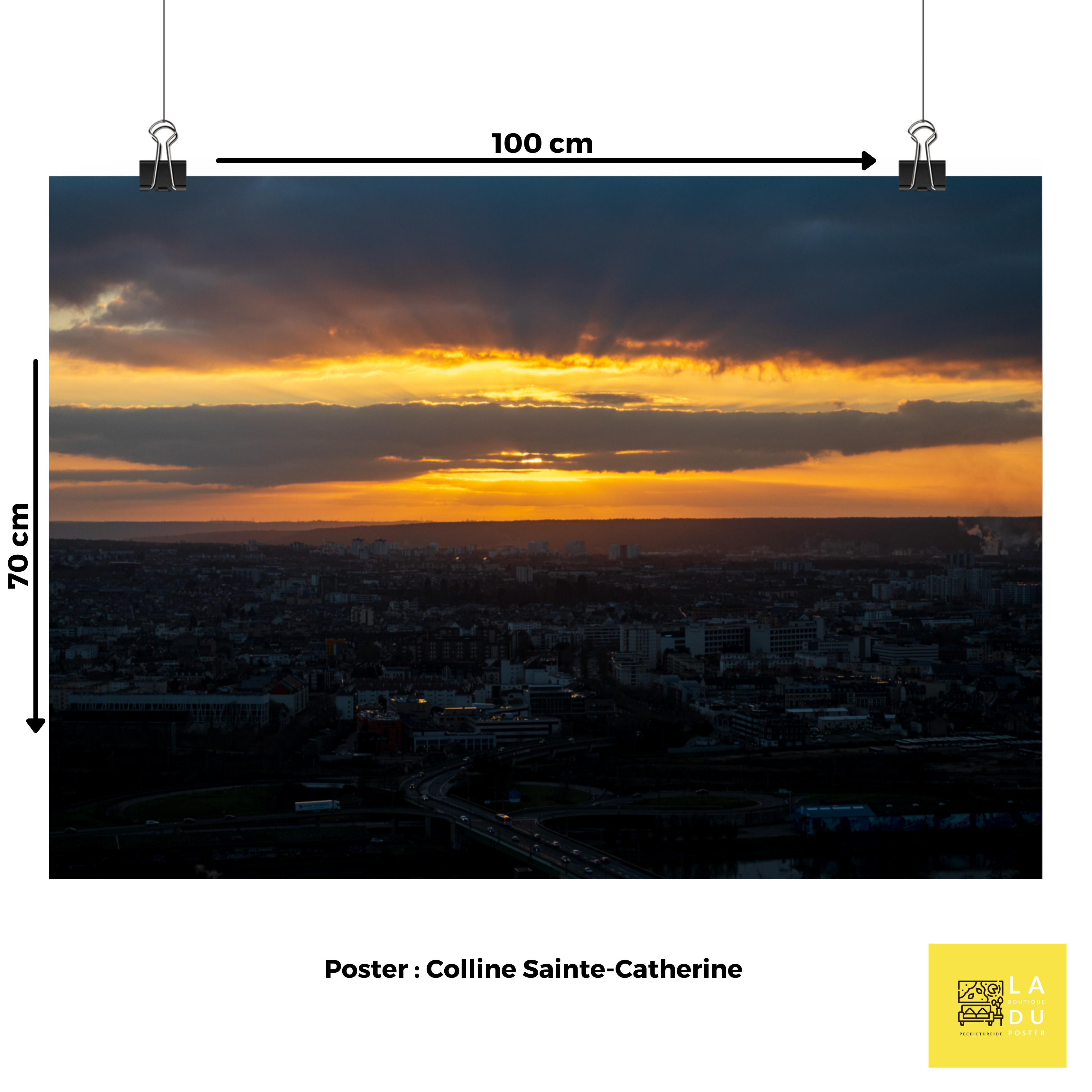 Poster mural - Colline sainte Catherine – Photographie coucher de soleil à Rouen – Poster photo, poster XXL, Photo d’art, photographie murale et des posters muraux des photographies de rue unique au monde. La boutique de posters créée par un Photographe français.