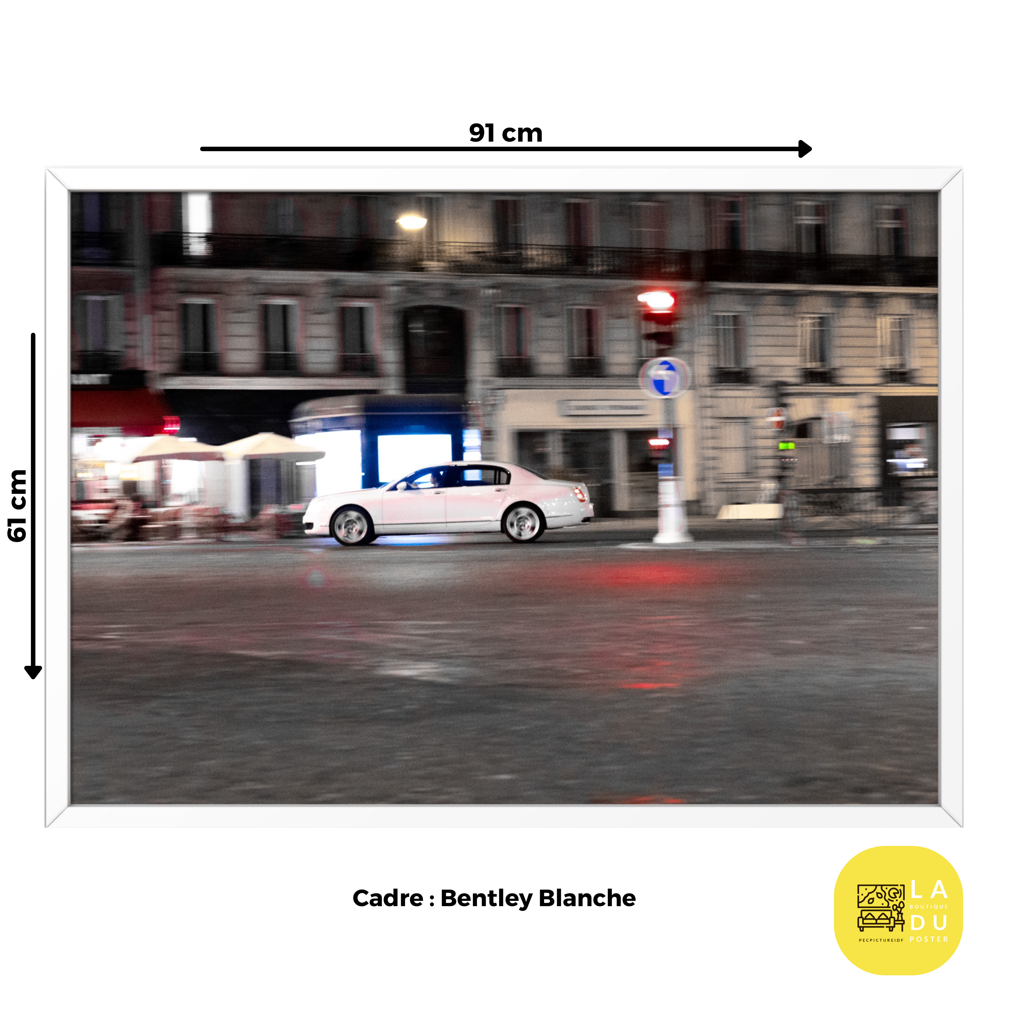 Poster mural - Bentley Blanche – Photographie de voiture de luxe – Poster photo, poster XXL, Photo d’art, photographie murale et des posters muraux des photographies de rue unique au monde. La boutique de posters créée par un Photographe français.