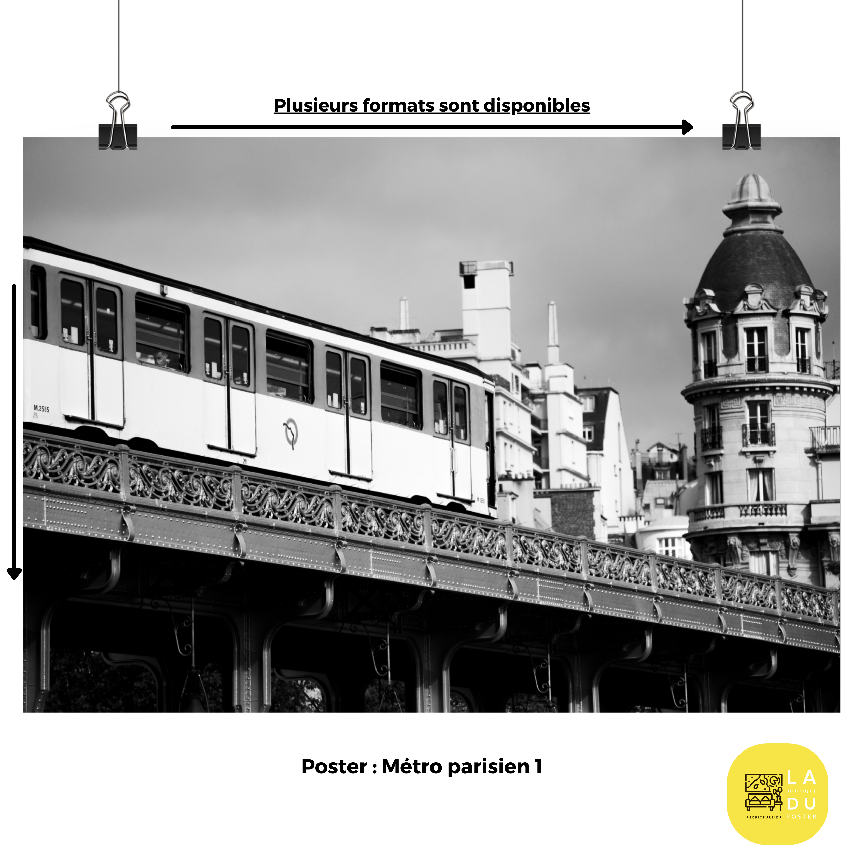 Poster - Métro parisien 1 – Photo en Noir et blanc – Décoration murale pas cher à partir de 24,99€ , décoration murale, poster XXL, Photos d’arts, photographie murale, Posters muraux unique au monde. La boutique de posters créée par un Photographe français