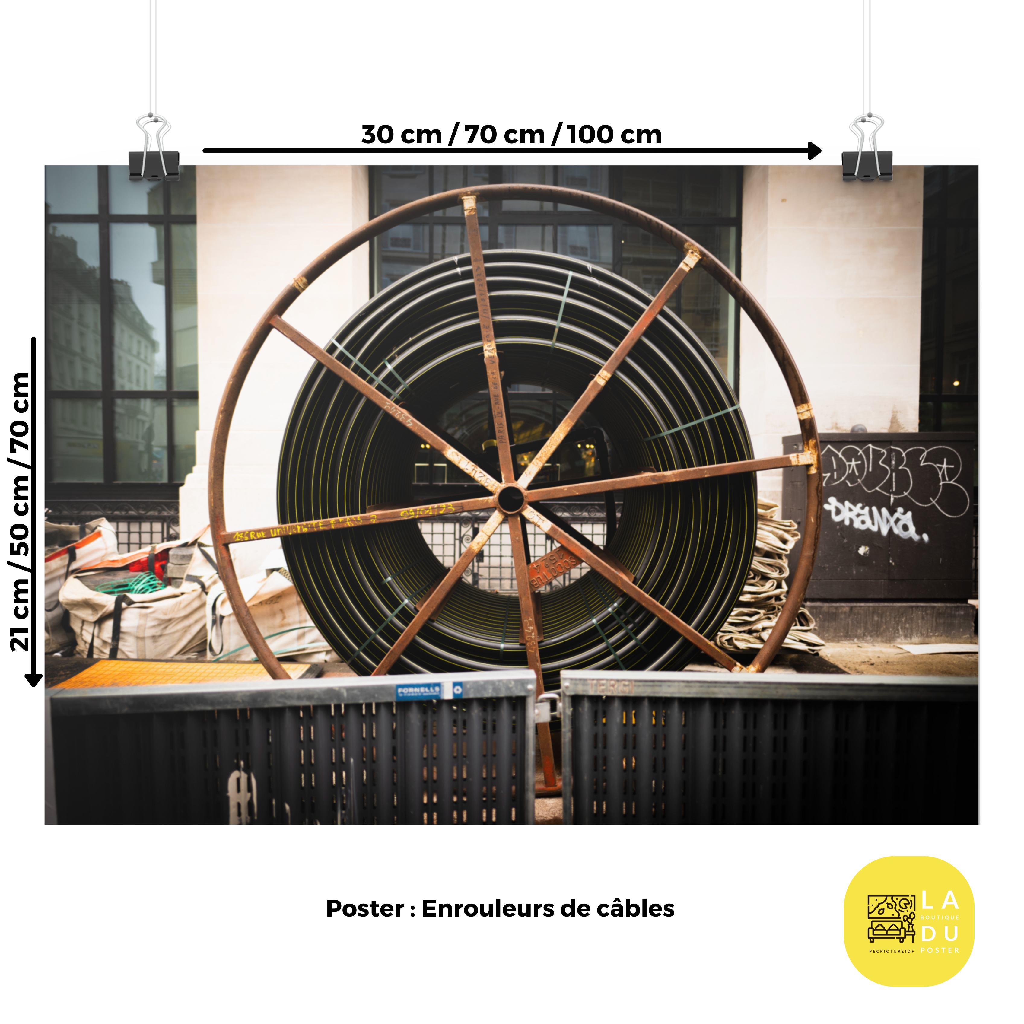 Poster mural - Enrouleurs de câbles – Photographie de rue – Poster photo, poster XXL, Photo d’art, photographie murale et des posters muraux des photographies de rue unique au monde. La boutique de posters créée par un Photographe français.