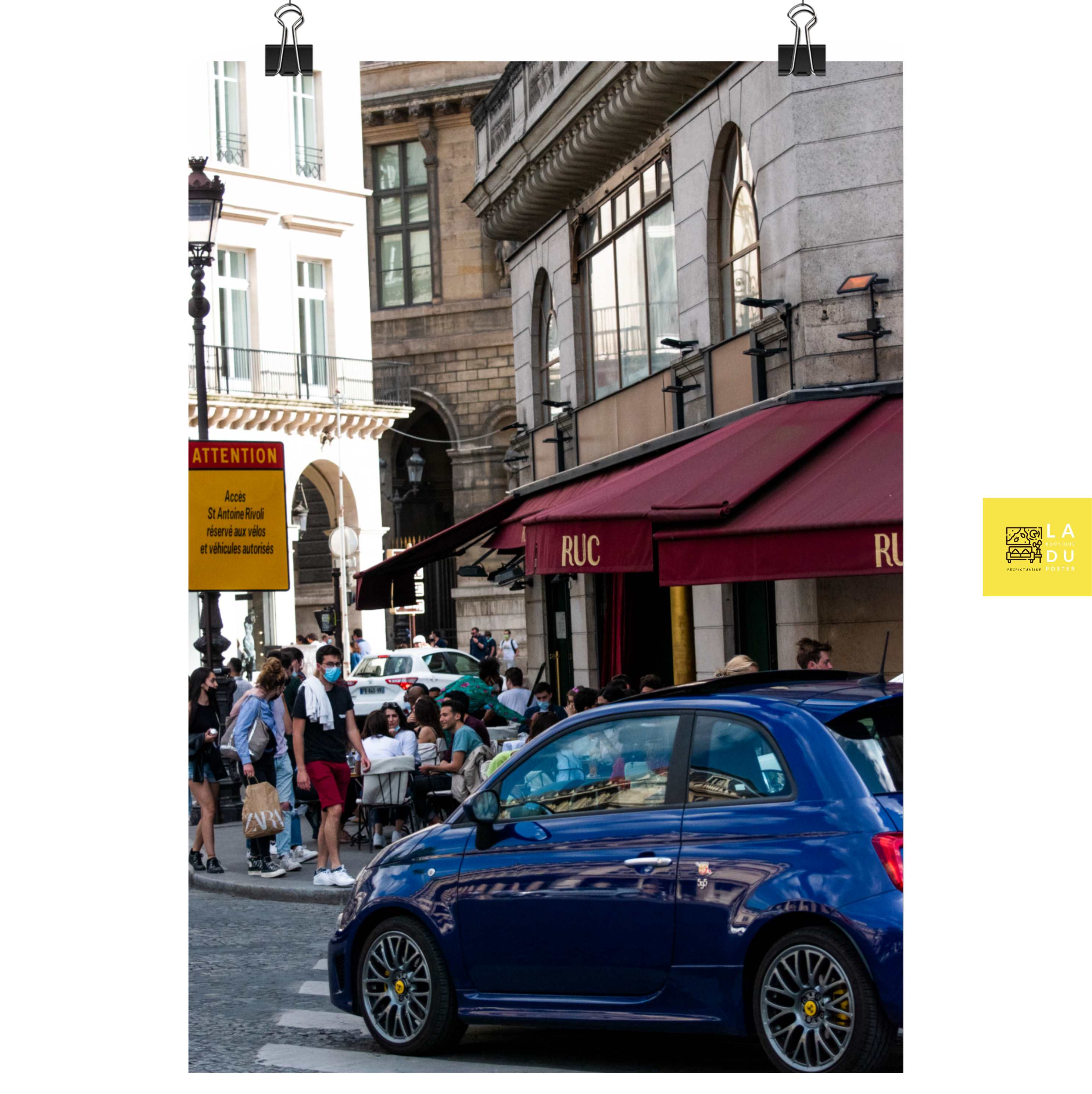 Fiat 500 Abarth bleu - Poster - La boutique du poster Français