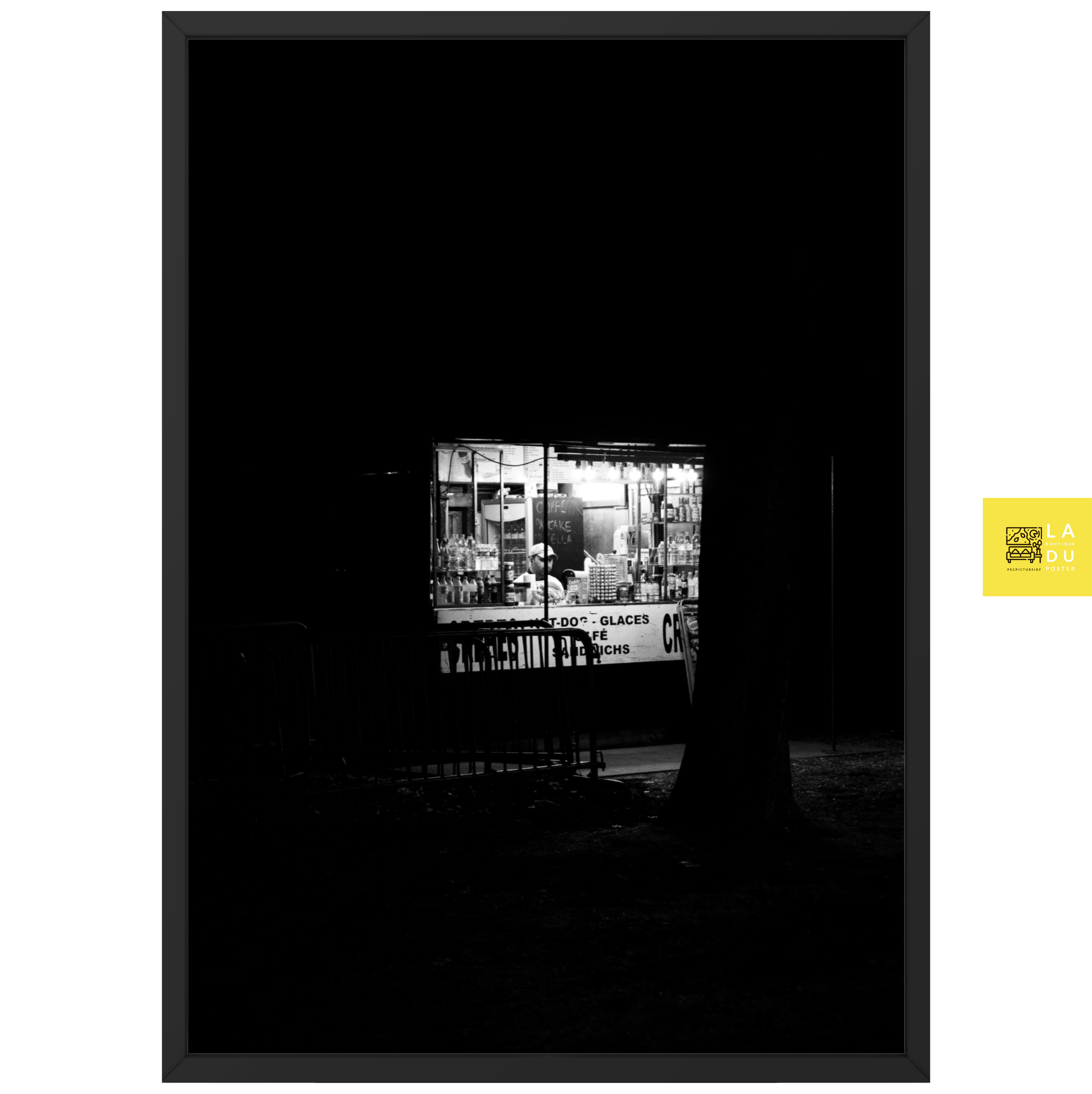 L'épicerie de nuit - Poster encadré - La boutique du poster Français