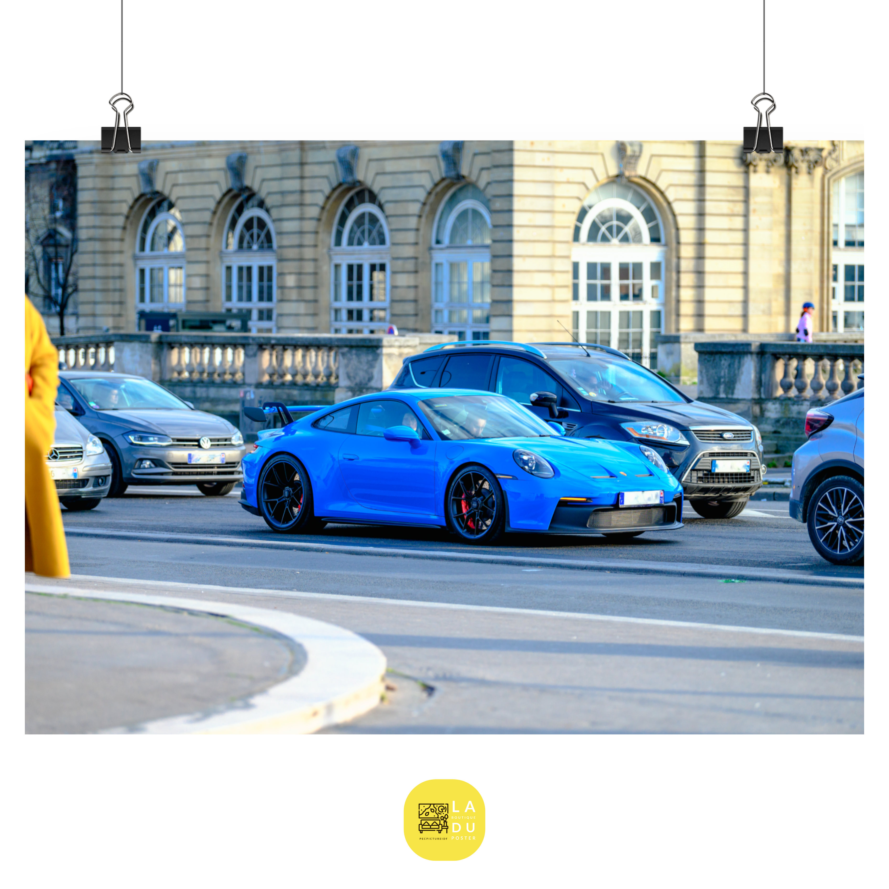 Poster mural - Porsche GT3 Bleu – Photographie de voiture – Poster photo, poster XXL, photographie murale et des posters muraux unique au monde. La boutique de posters créée par Yann Peccard un Photographe français.