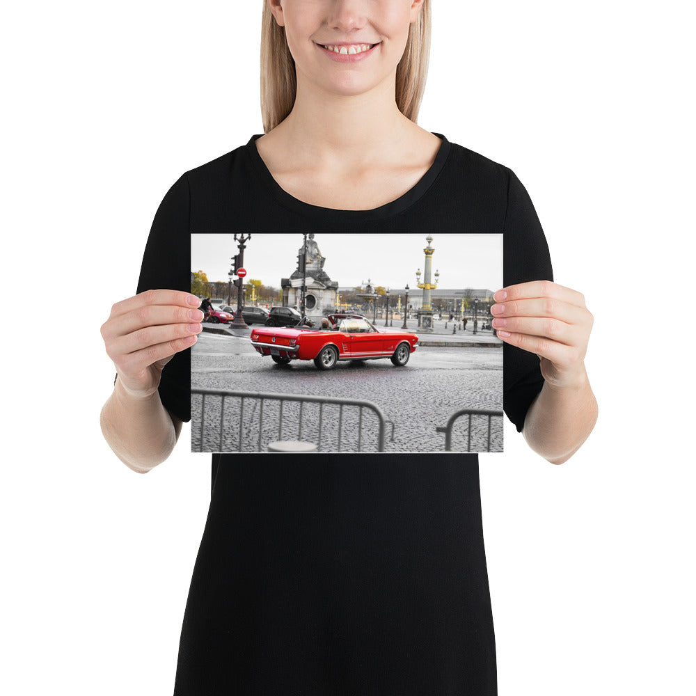 Poster mural - Ford Mustang Rouge Cabriolet 1965 – Photographie de voiture – Poster photo, poster XXL, Photo d’art, photographie murale et des posters muraux des photographies de rue unique au monde. La boutique de posters créée par un Photographe français.