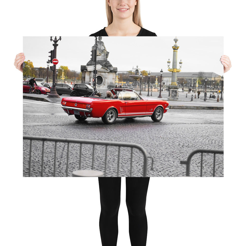 Poster mural - Ford Mustang Rouge Cabriolet 1965 – Photographie de voiture – Poster photo, poster XXL, Photo d’art, photographie murale et des posters muraux des photographies de rue unique au monde. La boutique de posters créée par un Photographe français.