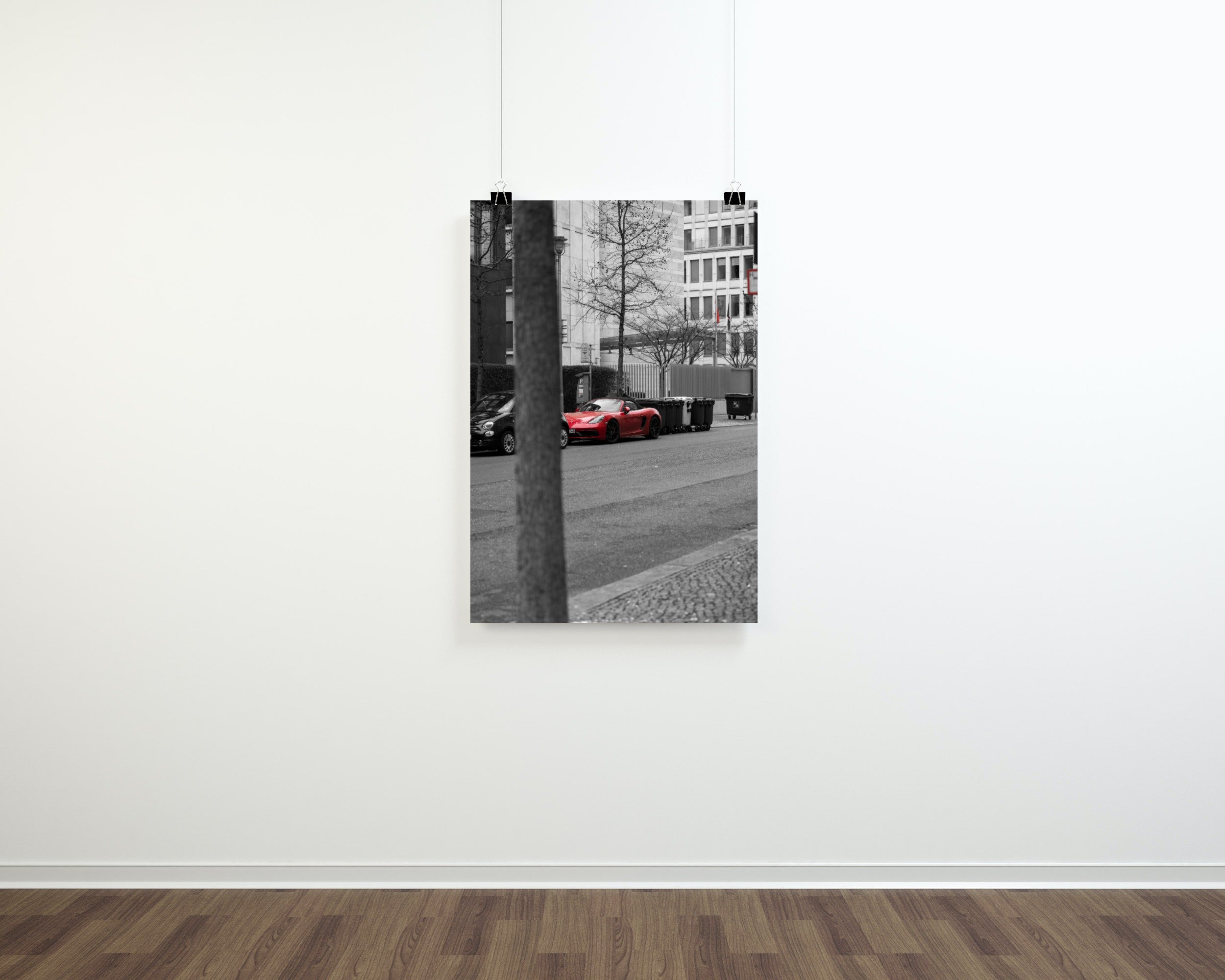 Poster mural - Porsche Cayman rouge – Photographie de voiture de sport – Poster photo, poster XXL, photographie murale et des posters muraux unique au monde. La boutique de posters créée par Yann Peccard un Photographe français.