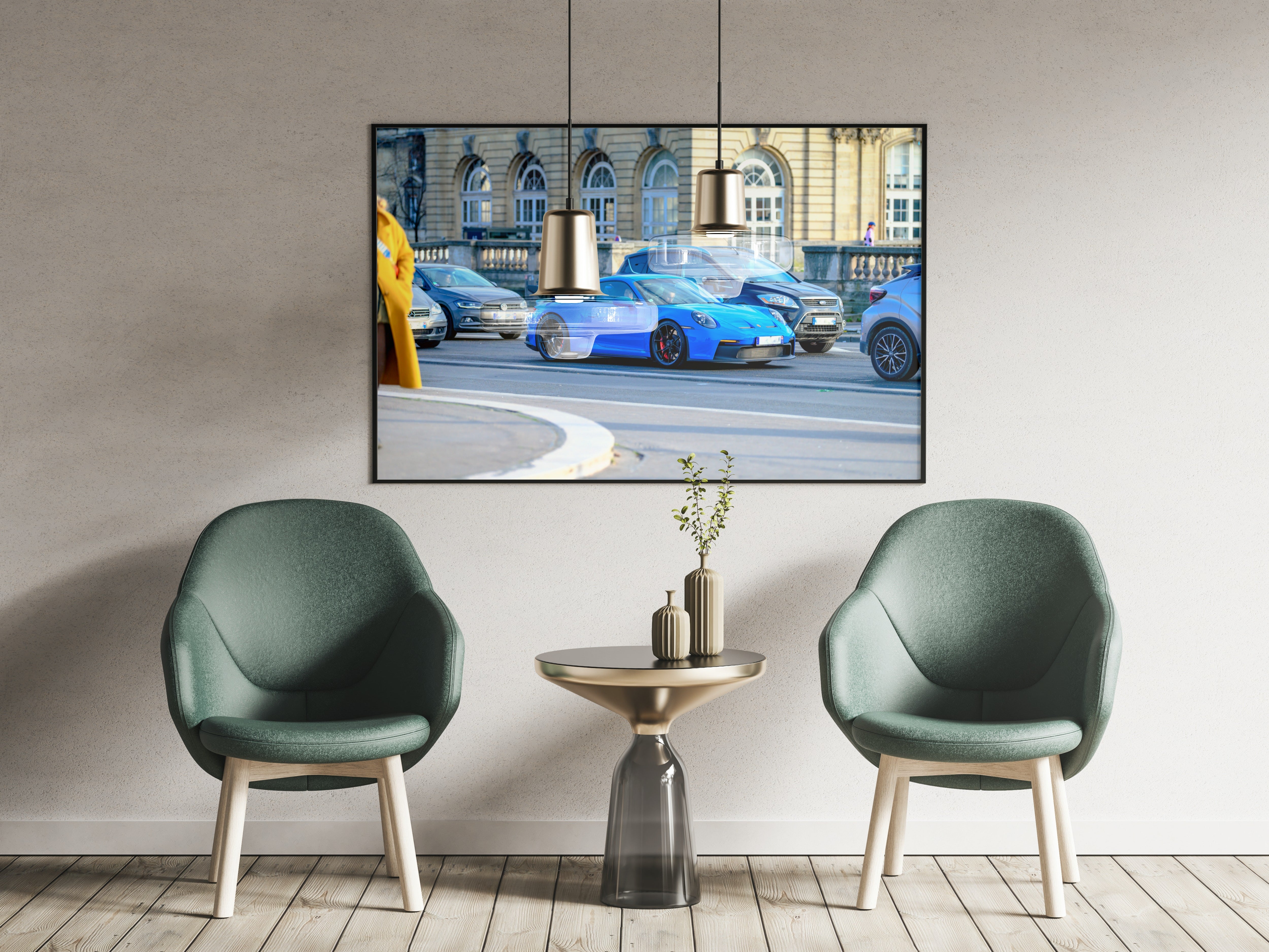 Poster mural - Porsche GT3 Bleu – Photographie de voiture – Poster photo, poster XXL, photographie murale et des posters muraux unique au monde. La boutique de posters créée par Yann Peccard un Photographe français.